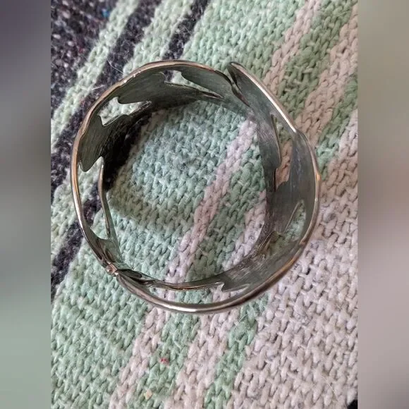 Silver Abstract Bracelet Cuff - Picture 5 of 13